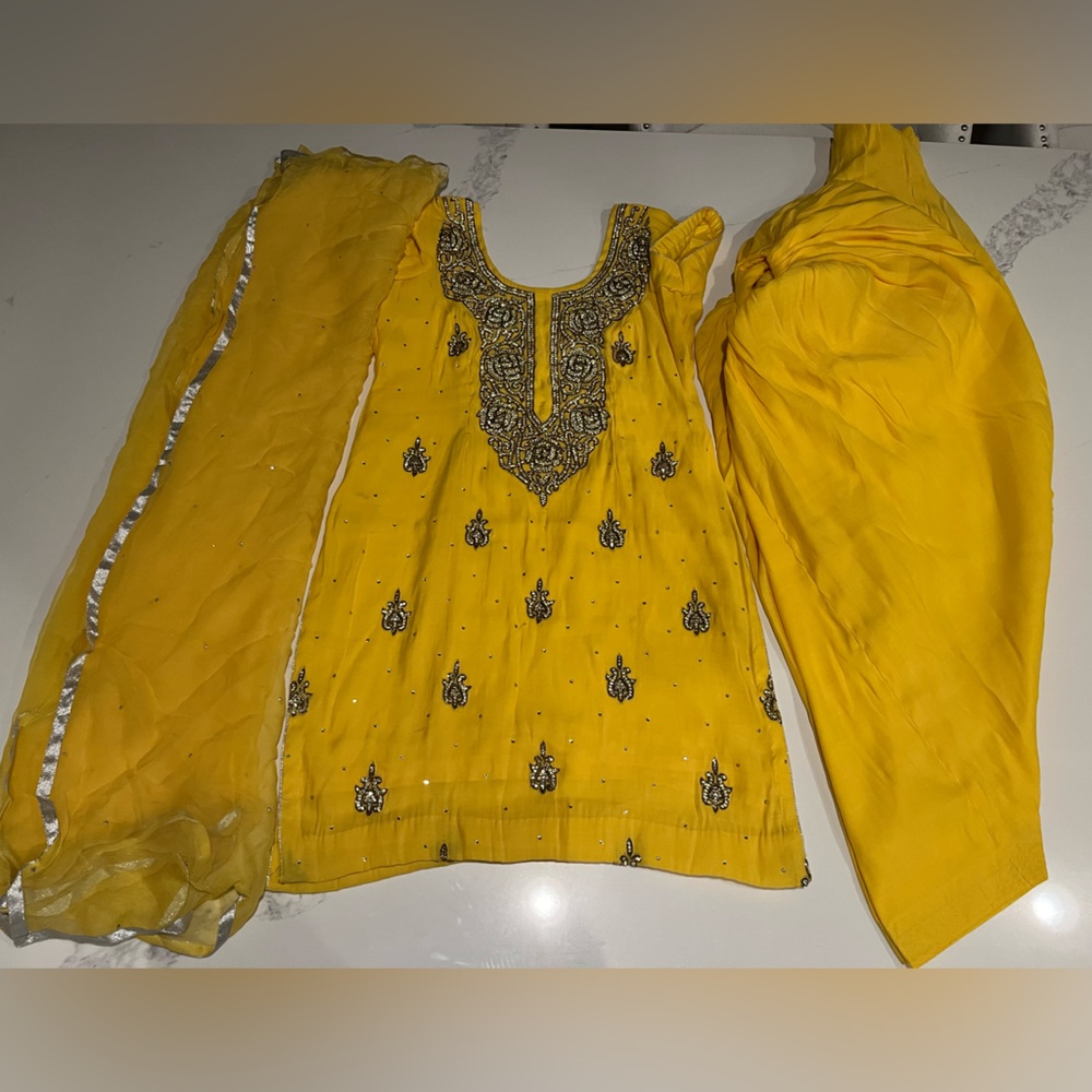 Heavy stonework Punjabi three piece suit